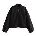 thumbnail image 2 of Chaqueta Bomber informal holgada para mujer, abrigo de lana informal de Color liso, ropa de abrigo de manga larga con bolsillo, Primavera, novedad, 2 of 5