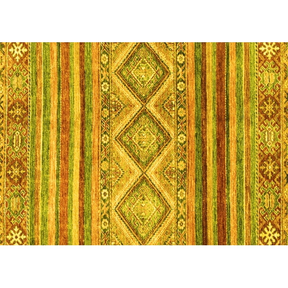 Ahgly Company Machine Washable Indoor Rectangle Southwestern Yellow Country Area Rugs, 4' x 6'