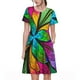 thumbnail image 1 of Fotbe Multicolored Beautiful Flower Vestido Largo de Moda para Mujer, Vestido Tipo Camiseta con Manga Corta y Estilo Casual a Rayas y Bloques de Color, 1 of 6