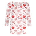 thumbnail image 4 of SZXZYGS T-Shirts Graphiques pour Femmes Crop Top Nœud T-Shirt Manches Trois-Quarts Imprimé Saint-Valentin Col Rond Été 2024, 4 of 4