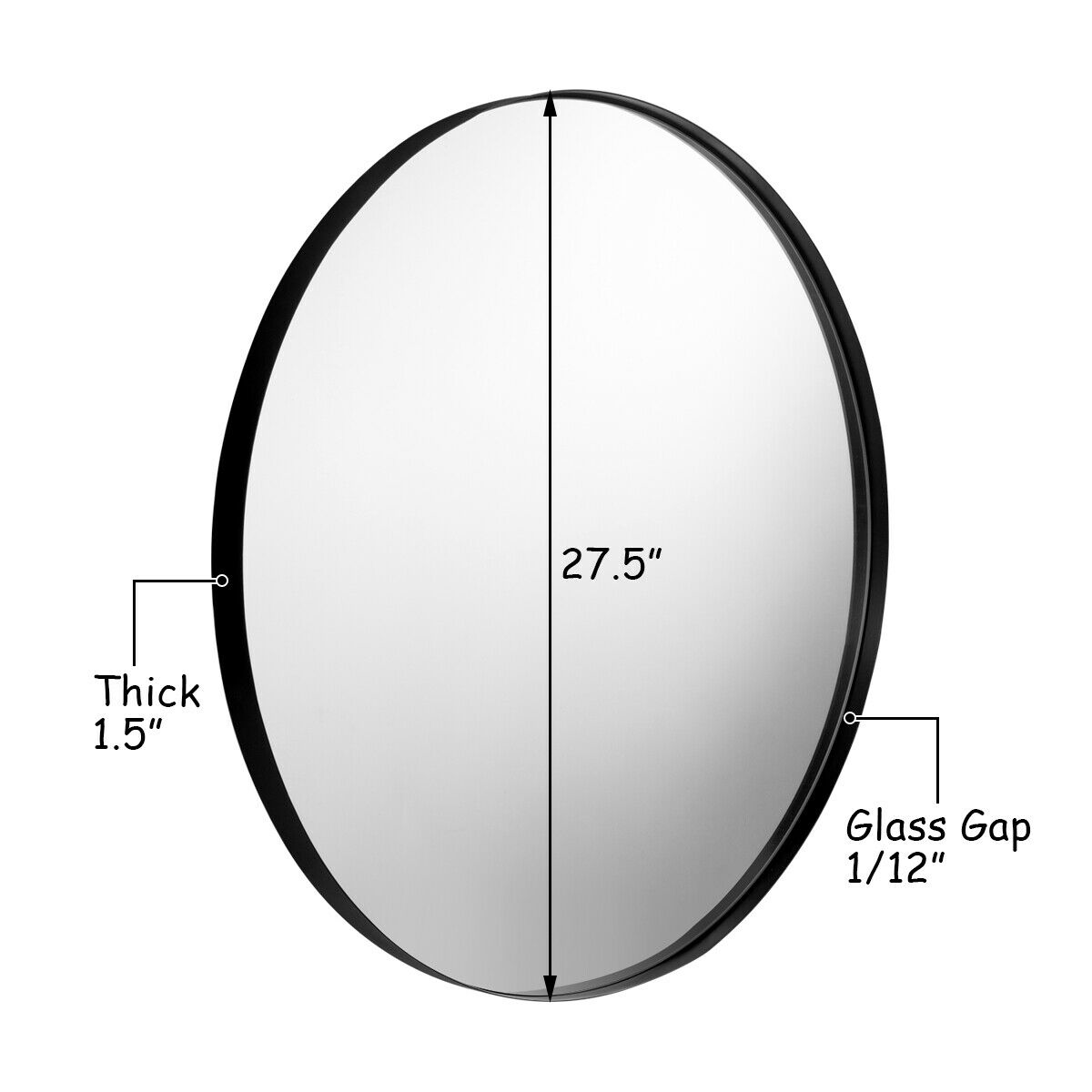 Gymax 27.5'' Modern Metal Wall-Mounted Round Mirror for Bathroom ...