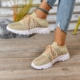 thumbnail image 3 of Running Shoes for Women Hollow out Mesh Lace up Walking Shoes Casual Soft Sole Nonslip Workout Athletic Shoes Beige Size 9.5, 3 of 6