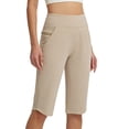 thumbnail image 3 of Women's Hiking Capris with Zipper Pockets Stretchy Lightweight Outdoor Casual Cropped Pants,Khaki_S, 3 of 8