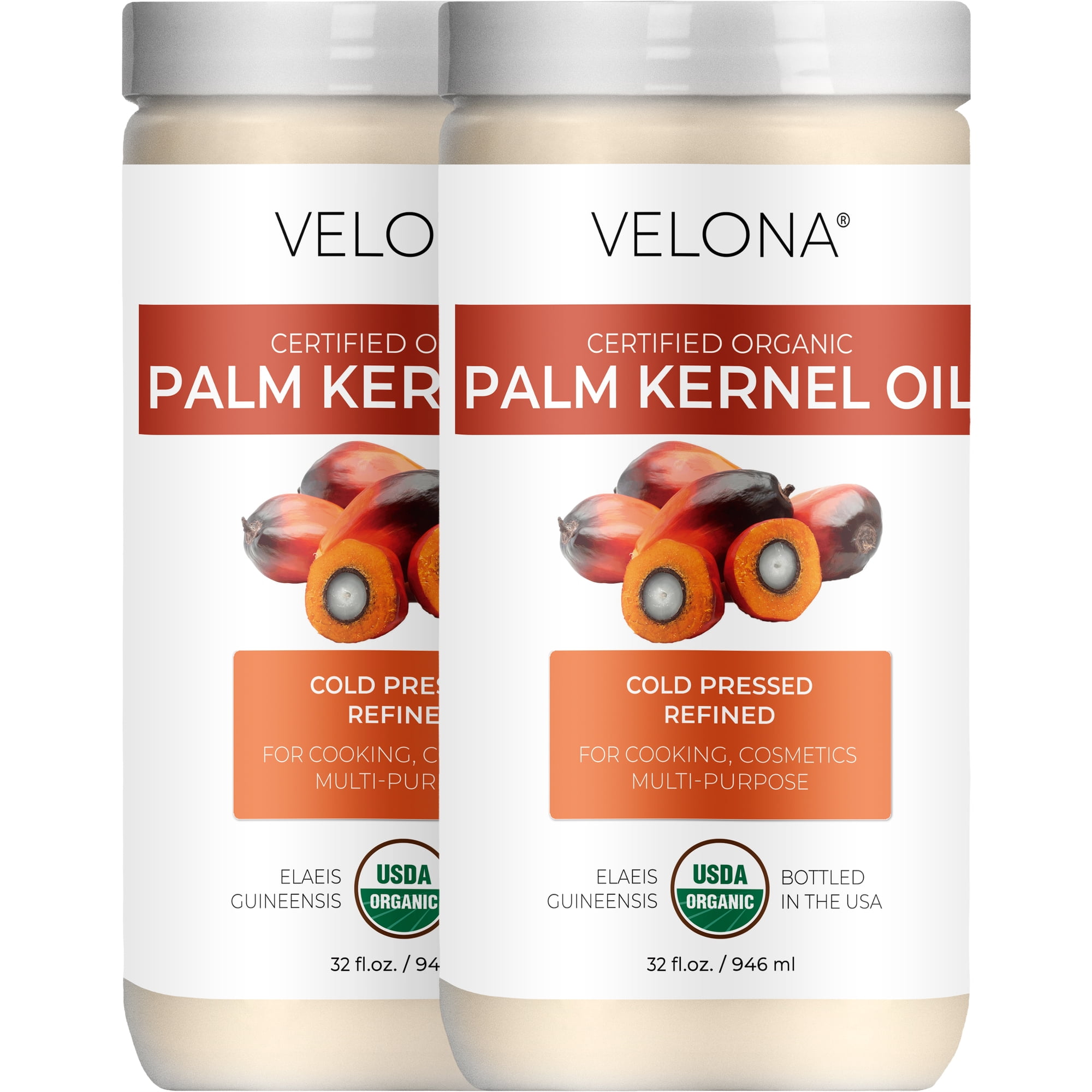 velona USDA Organic Palm Kernel Oil - 64 fl oz, Cold Pressed, In Jar