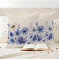 thumbnail image 3 of Blue Flowers Pillow Covers 2 Pack Spring Watercolor Floral Linen Texture Pillowcase Waterproof Outdoor Throw Pillow Cover for Patio Garden Square Cushion 26”x26”, 3 of 9