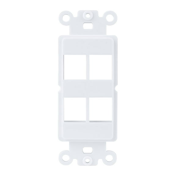 Construct Pro 4-Port Single Gang Keystone Decora Style Insert Strap (White)