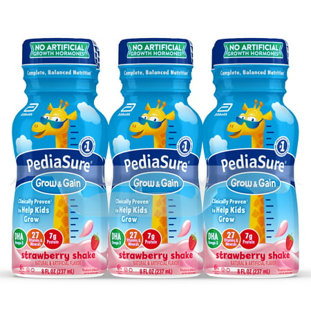 PediaSure Grow & Gain Kids’ Nutritional Shake, with Protein, DHA, and Vitamins & Minerals, Strawberry, 8 fl oz, (Best Place To Grow Strawberries)