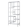 thumbnail image 1 of Monarch Specialties Bookshelf, Bookcase, Etagere, 72"h, Office, Bedroom, Metal, Tempered Glass, Grey, Clear, Contemporary, Modern, 1 of 4