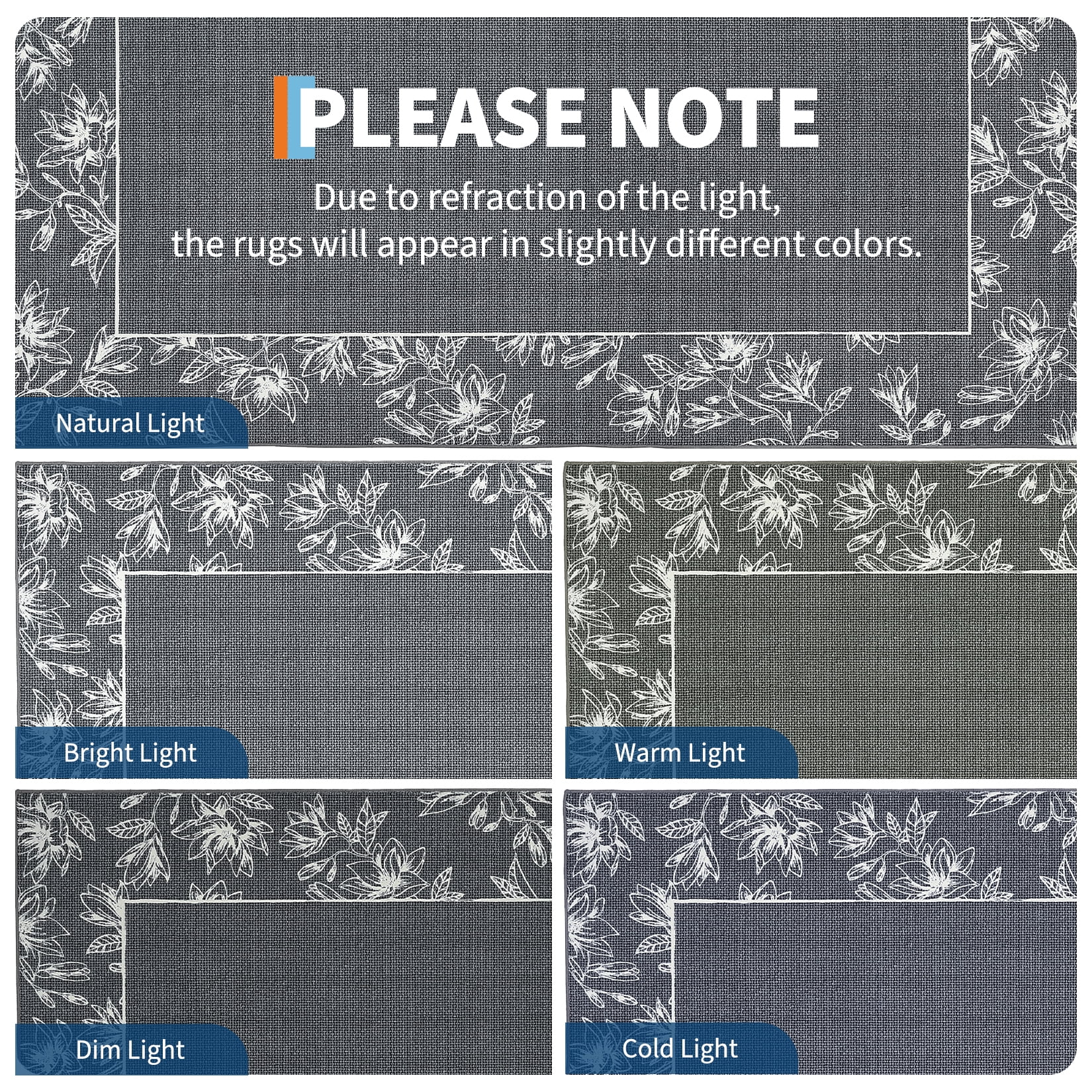 Hasoo 5' x 7' Area Rugs for Living Room Washable Vintage Floral Print Bedroom Indoor Modern Geometric Bordered Rug Soft Non Slip Carpet for Dining Room Apartment Office, Gray