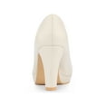 thumbnail image 2 of BLISSFUL STEP Stylish Women's Platform Round Toe Chunky Heel Pumps for All Occasions Beige 10, 2 of 7