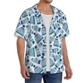 thumbnail image 2 of Balery Winter Knit Hat and Socks Camisa Casual de Manga Corta con Botones para Hombre, Texturizada, Estilo Cubano, para Playa, Verano-Medium, 2 of 5