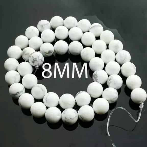 U8MO 15" Strand Natural White Howlite Stone Gemstone Beads lot 4mm 6mm 8mm 10mm 12mm-8mm