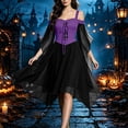 thumbnail image 4 of Halloween Witch Costume for Women, Off the Shoulder Dress, Adult Medieval Vampire Butterfly Sleeve Gothic Outfits for Halloween Cosplay Party, 4 of 8
