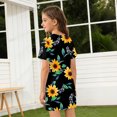 thumbnail image 5 of Abcomgle Cute Dresses for Girls 10-12 Casual A-Line Short Sleeve Midi Dress Sunflower Print Summer Crew Neck Cute Sundresses for 4-14t Kids, 5 of 6