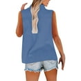 thumbnail image 3 of Babysbule Women Summer Sleeveless Cotton Linen Button Tank Top Casual Sexy Side Slit Solid Blouse, 3 of 7