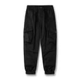 thumbnail image 2 of QATAINLAV Men Cargo Pants Casual Drawstring Waist Work Trousers Outdoor Elastic Bottom Jogger Hiking Pants with Pockets, Black, XXL, 2 of 8