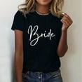 thumbnail image 2 of MIXUE Womens Tops Summer Bride Letter Print Round Neck Short Sleeve Slim Fit Fashion Casual Tunic Shirts For Women T Shirts Sportswear,Black,XL, 2 of 4