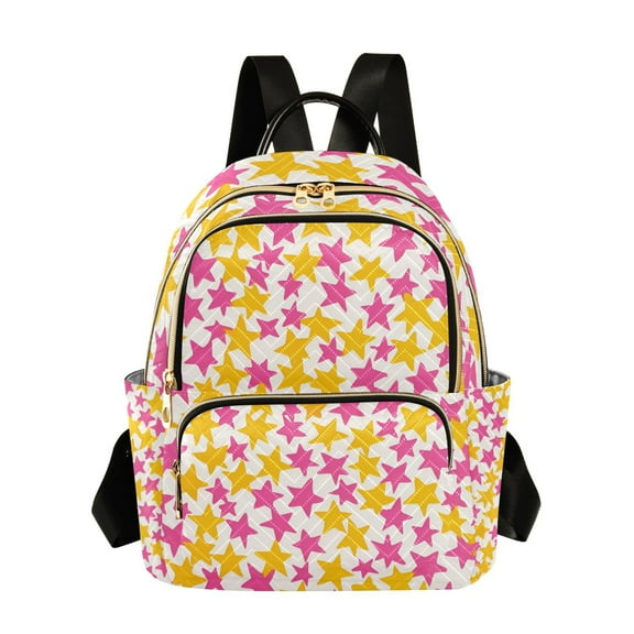 FORMRS Mini Backpack Purse for Women Travel Daypack Casual Shoulder Bag, Yellow Stars Pattern