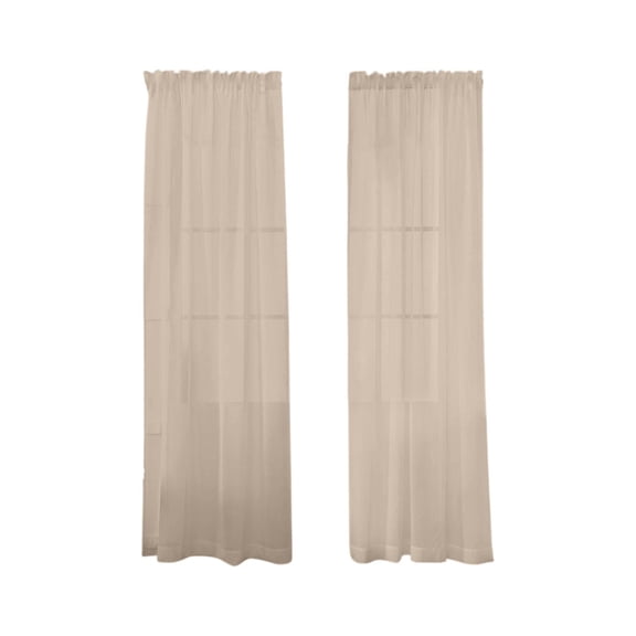 Jubipavy Light Filtering Sheer Curtain Panels 2-Pack, 52" W x 84" L Polyester Rod Pocket Curtains for Living Room Bedroom, White & Khaki Options