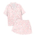 thumbnail image 4 of Easter Print Short Sleeve Pajama Set for Women Button Shirt and Shorts Sleepwear Soft Breathable Pink XXL, 4 of 5