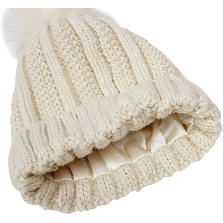 Empire Cove Women's Winter Ribbed Knit Beanie with Faux Fur Pom Pom Hats  Gifts for Her 