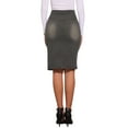 thumbnail image 3 of Falda Midi de Mezclilla A-Line de Cintura Alta con Abertura Frontal para Mujeres INSPIRE CHIC L Gris Oscuro, 3 of 5