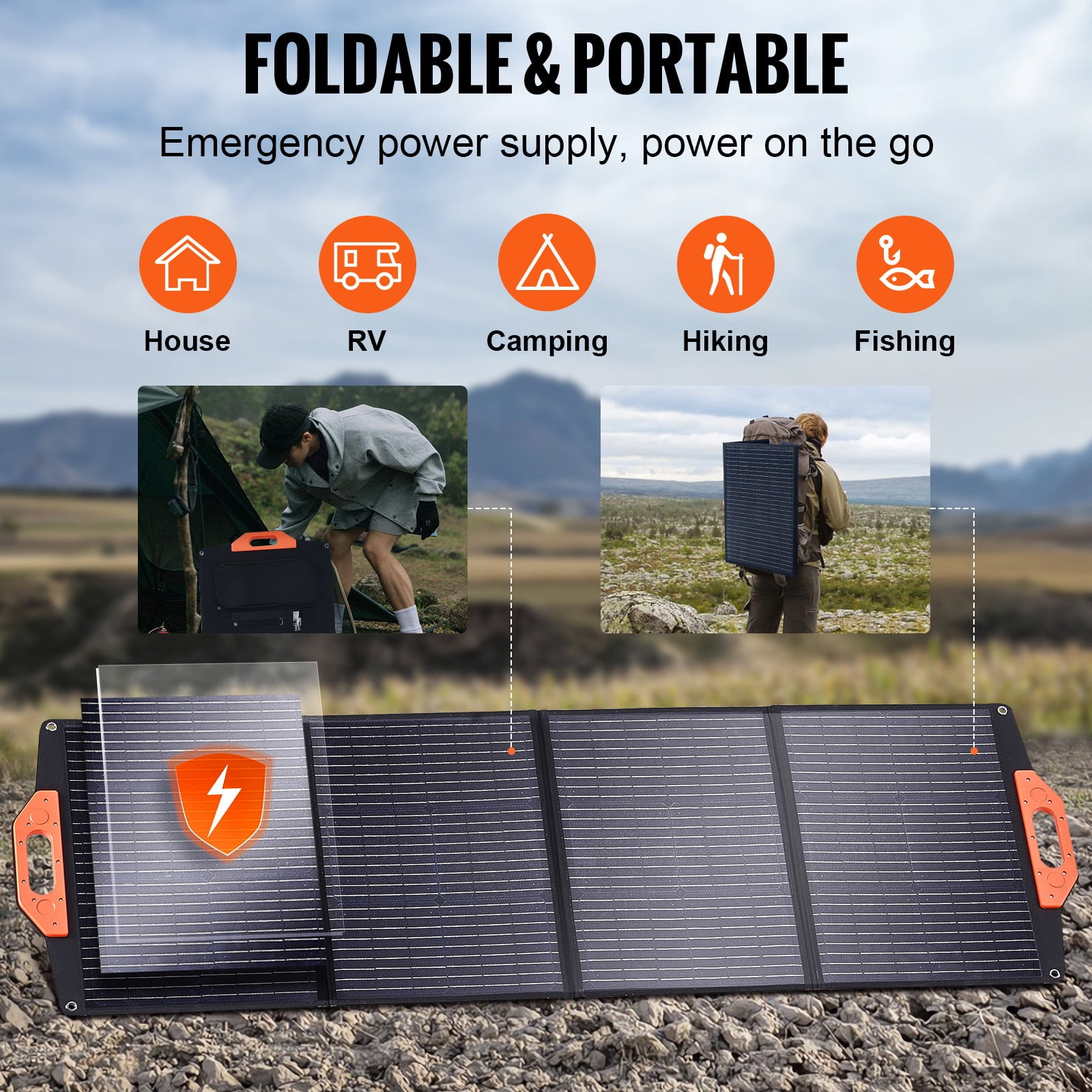 KFFKFF High-Efficiency Waterproof Foldable & Portable Monocrystalline Solar Panel, ETFE Solar Charger, 120W