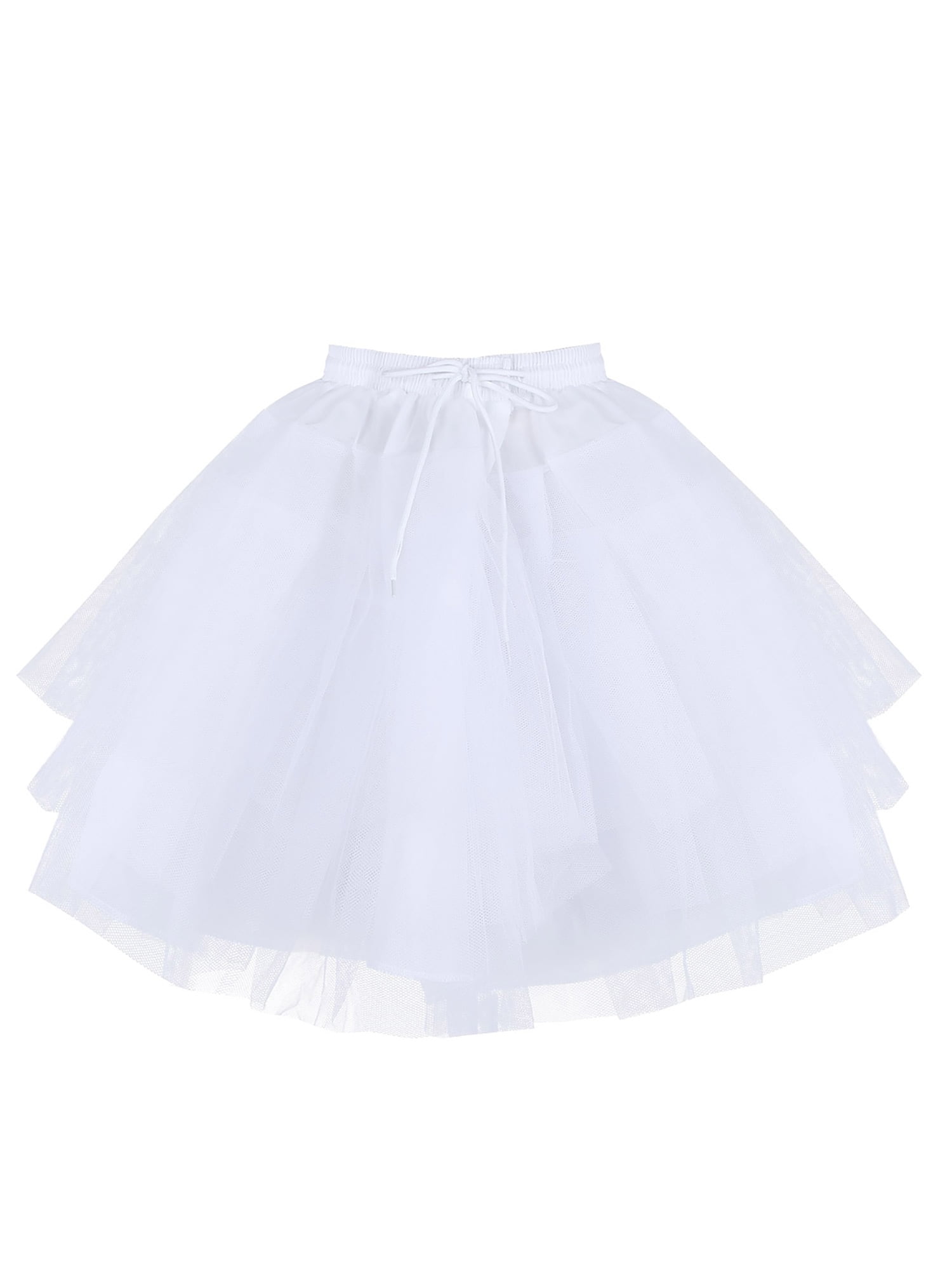 DZdress Kids Puffy Petticoat Ballet Flower Girl Underskirt Crinoline Tutu Skirts White