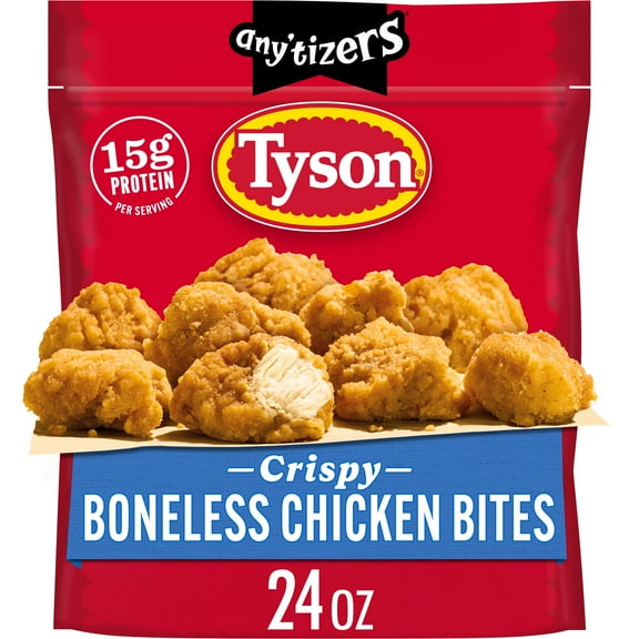 Tyson Any’tizers Crispy Boneless Chicken Nugget Bites, 24 oz (Frozen, Fully Cooked)