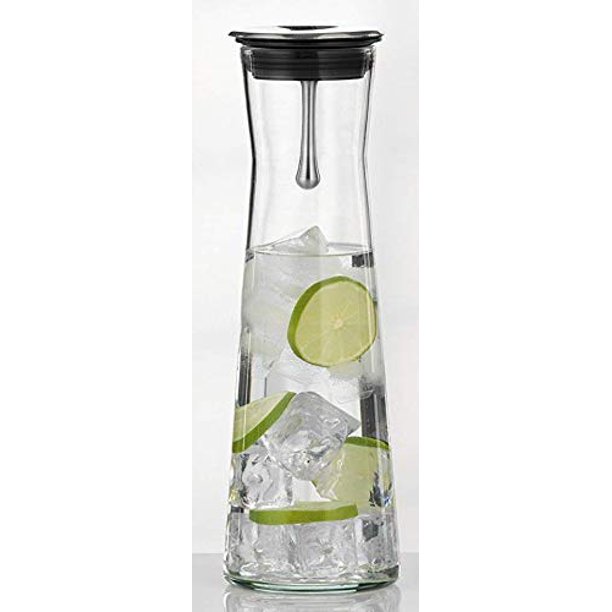 Simax Glassware Clear Glass Carafe Easy Pour, Stunning Stainless