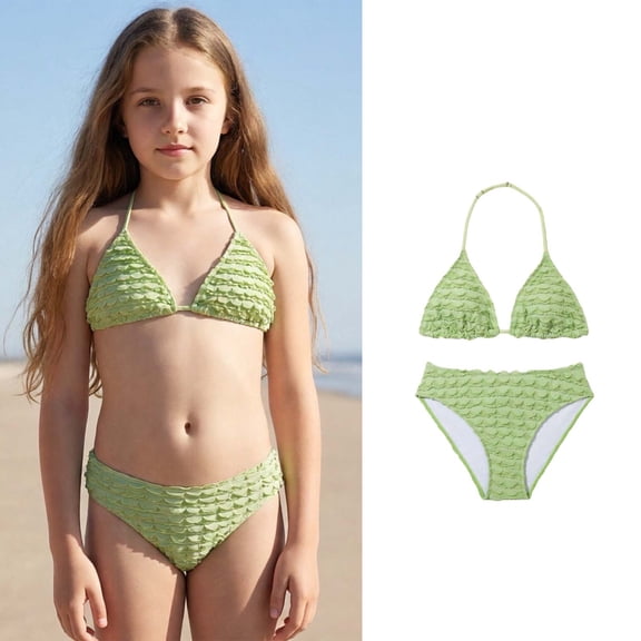 Swimsuits Girls Two Piece Swimsuits Halter Backless Bikini Set Girls Swimsuit 12-13 Years