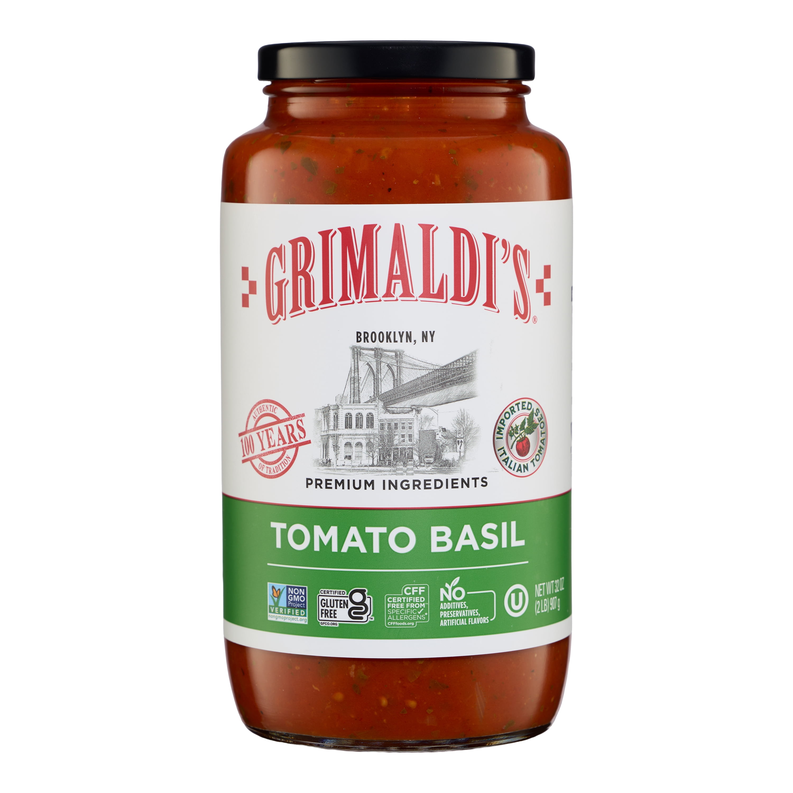 Grimaldi's Tomato Basil Pasta Sauce 32oz Jar, Non-GMO, Gluten-Free, Kosher
