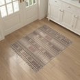 thumbnail image 3 of ODIKA 3'x5' Brown Mocha Geometric Striped Pattern Washable Area Rug Traditional Horizontal Bands Design Dotted Borders Non-Slip, Flatweave, Easy Care for Hallway, Laundry Room, 3 of 7