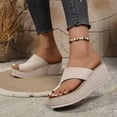 thumbnail image 3 of Platform Flip Flops for Women Leopard Print Suede Slides Sandals Comfy Arch Support Footbed Nonslip Wedges Heels Beige Size 8, 3 of 8