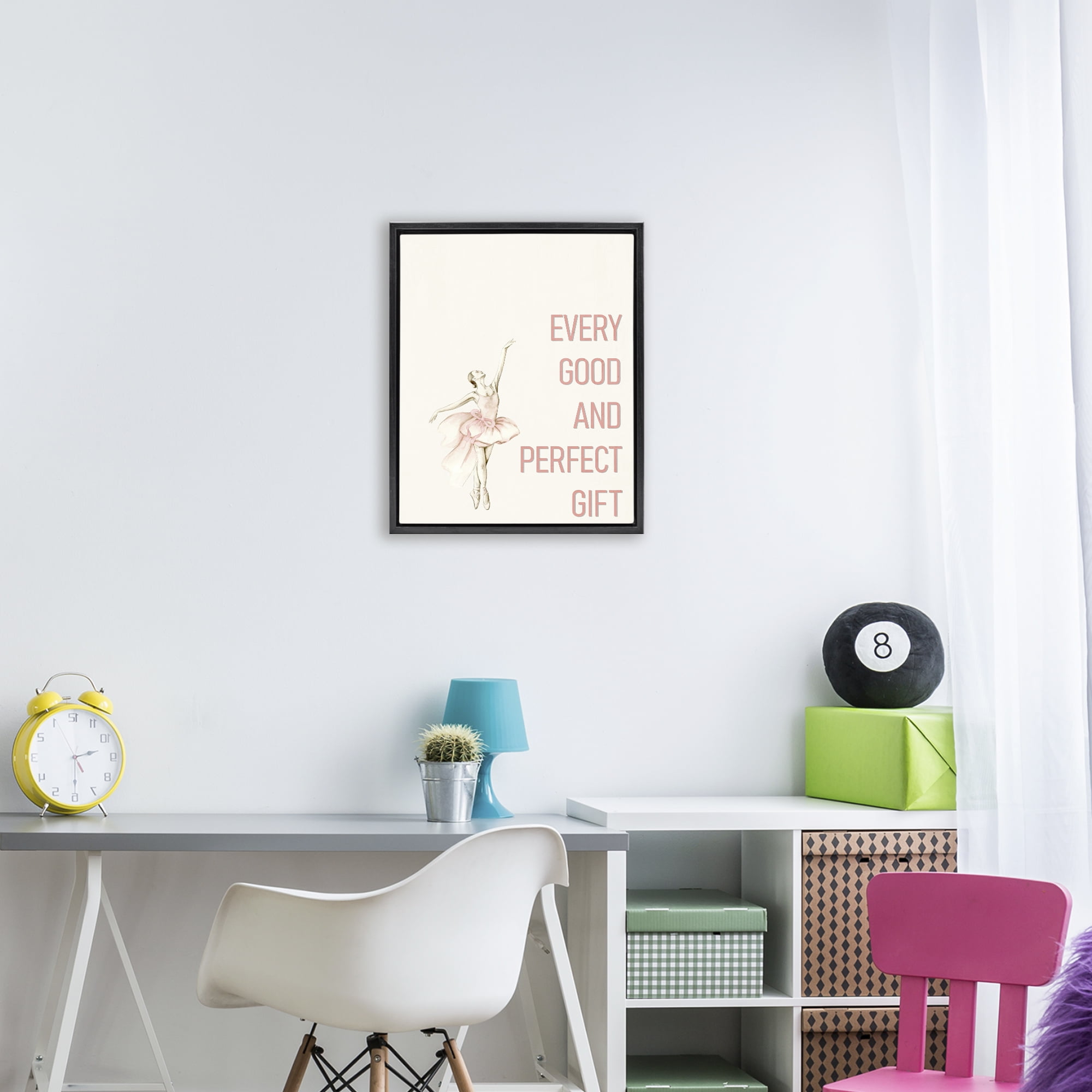 Good & Perfect Gift Ballerina Black Framed Floater Canvas Wall Art, design by Kim Allen