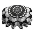 thumbnail image 4 of Black White Tie Dye Mandala Pattern Round Tablecloth 60"x60",Wrinkle Wipeable Table Cloth for Kitchen Dining Room Picnic Patio Party, 4 of 6