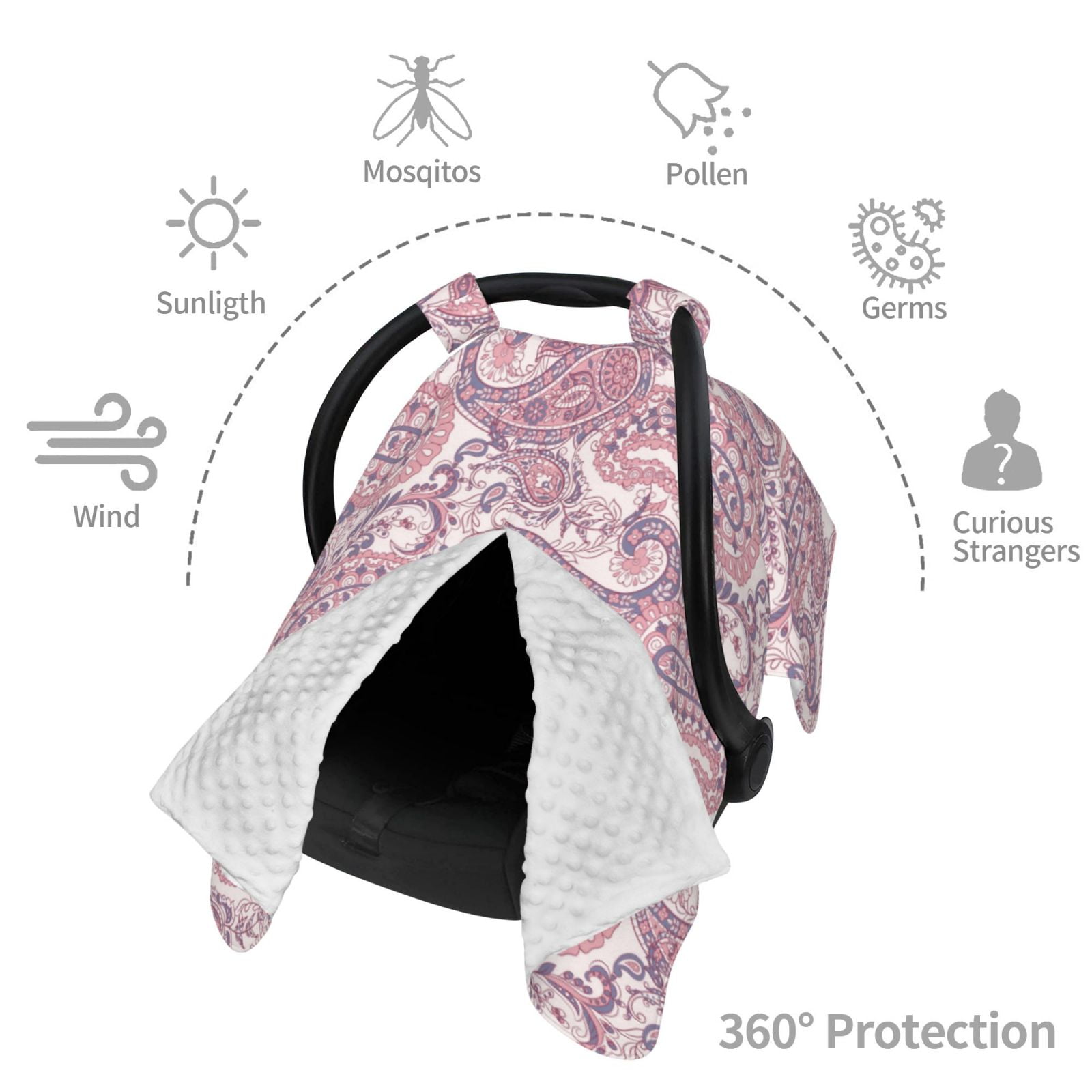 Car Seat Cover Baby - Pink Paisley Breathable Infant Car Seat Cover for Baby Carseat, Lightweight Comfort Baby Essentials Must Haves Newborn Stuff for Girl Boy