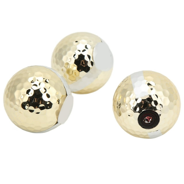 Gold Golf Balls,3Pcs Gold Plated Golf Golf Gift Ball Colored Ribbon Golf Balls Versatile Functionality