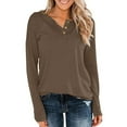 thumbnail image 1 of hotojiny Plus Size Tops for Women Casual Long Sleeve Button Henley Shirts 2025 Spring Soft Loose Solid Color Tunics Tee, 1 of 2