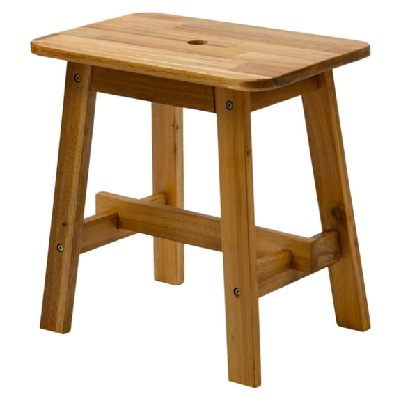 Drevy Wooden Stool, Solid Acacia Wood Stool (Rectangle 17.3" H)