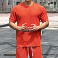thumbnail image 7 of FRSASU Men's T-Shirts Casual Short Sleeve Crewneck Solid Color Basic Work Shirt Textured Daily Wear Pullover Tees Orange, 7 of 7