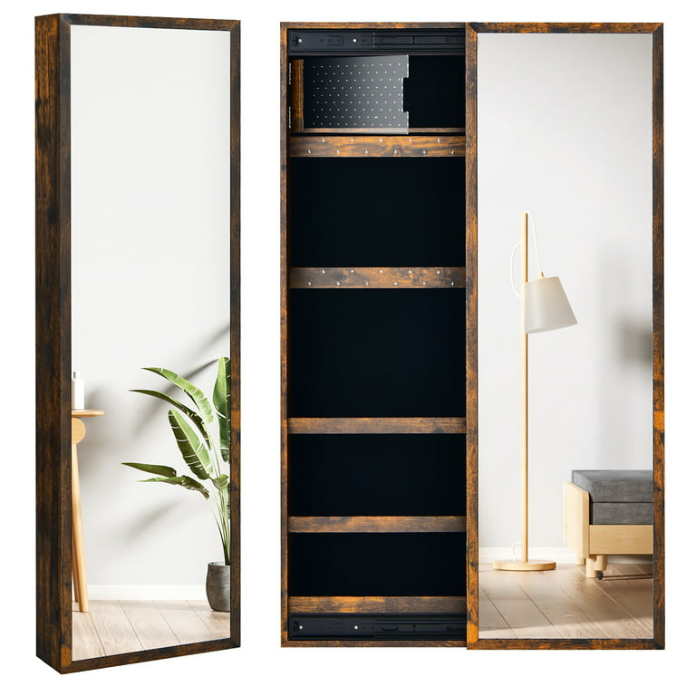 Wall Mounted Jewelry Cabinet with Full-Length Mirror - Costway