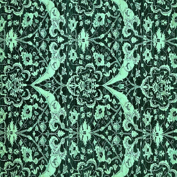 Ahgly Company Indoor Square Abstract Turquoise Blue Modern Area Rugs, 3' Square