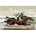 thumbnail image 2 of Cameron, J. 32x23 Black Ornate Wood Framed with Double Matting Museum Art Print Titled - Great Horses in a Great Race, 2 of 4