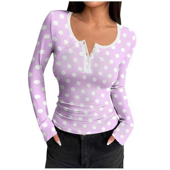 Womens Ribbed Knitting Long Sleeve Shirts Crew Neck Basic Tees Tight Fitted Casual Going Out Stretchy Slim Tops Purple S