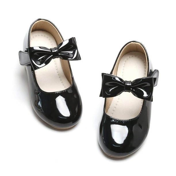 Little Girl Black Dress Shoes Size 1 Girl Ballet Flats Wedding Party