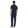 thumbnail image 4 of ANLIQI Men's 100% Cotton Pajamas Set Button Down Sleepwear Short Sleeve and Long Pants Pjs (Navy Blue,M), 4 of 7