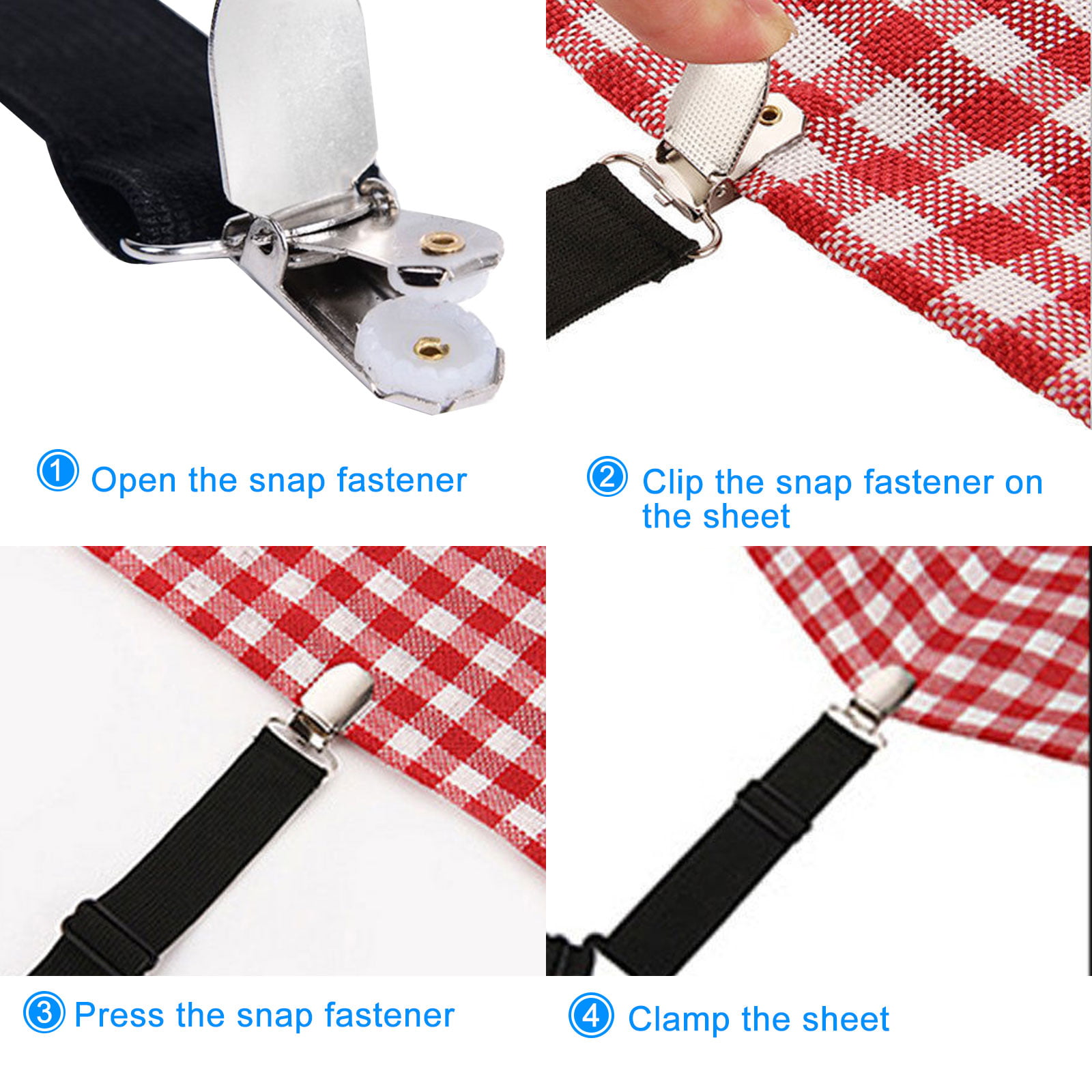 4Pcs Triangle Grippers Clips Suspender Straps Bed Sheet Mattress Holder Fastener 