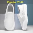 thumbnail image 2 of Men's Big Size 39-47 White Breathable Mesh Slip On Casual Walking Shoes, Lightweight Non-Slip Loafer Trainers, Wide Toe Summer Driving Daily Footwear, 2 of 8