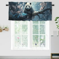 Watercolor Panda Curtain Valances Cute Cartoon Animal Forest Tree Flowers Thermal Insulated Room Darkening Curtain for Dinning Room 54 by 18 in, 1 Panel